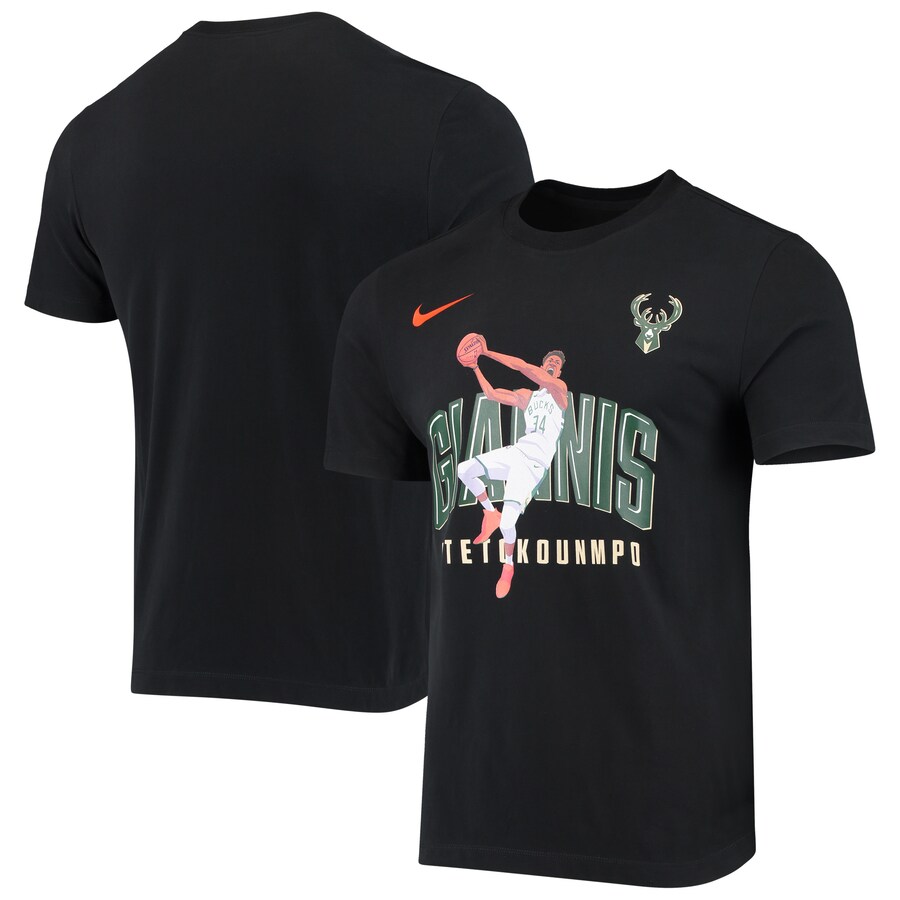 2020 NBA Men Giannis Antetokounmpo Milwaukee Bucks Nike Hero Performance TShirt Black